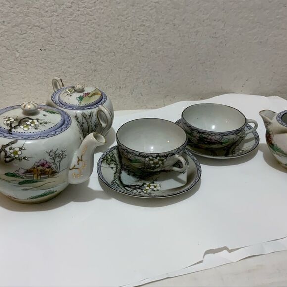 Vintage, Hand Painted Japanese Tea Set Antique - Picture 4 of 16